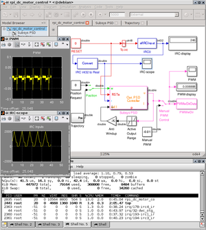 Simulink connected to RPi running motor control model